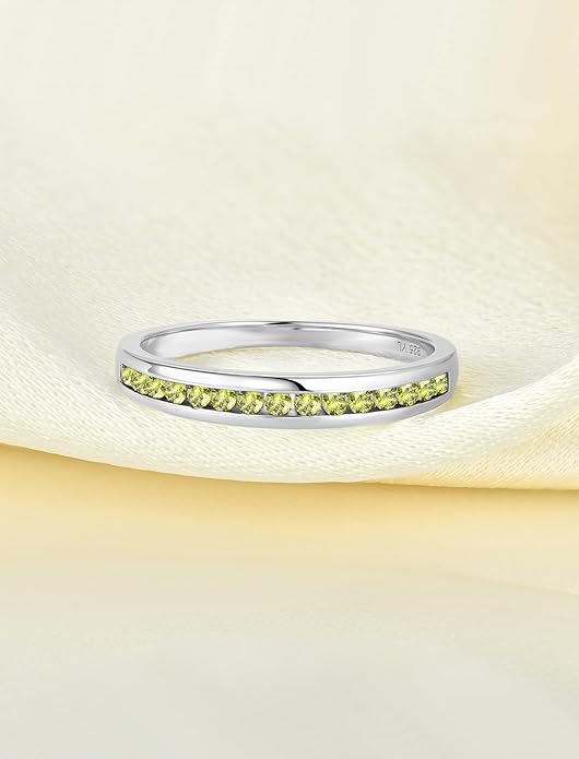 YL Stackable Rings 925 Sterling Silver Halo Birthstone Eternity Bands Jewelry for Women