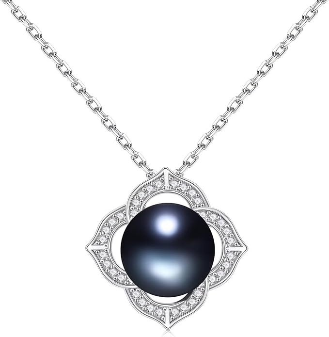 Iefil Anniversary Women Gifts - 10-11mm Tahitian Black Pearl & Fresh Water Pearl Necklace, Anniversary Birthday Gifts for Wife Girlfriend | Pearl Necklaces Gift for Her