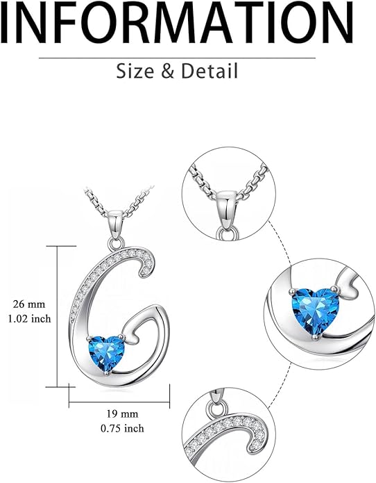 Christmas Gifts for Women Alphabet A to Z Initial Birthstone Pendant Necklaces for Women - 18k White Gold Plated Personalized Name Jewelry Valentine Mothers Day Birthday Gifts for Women Her Girlfriend