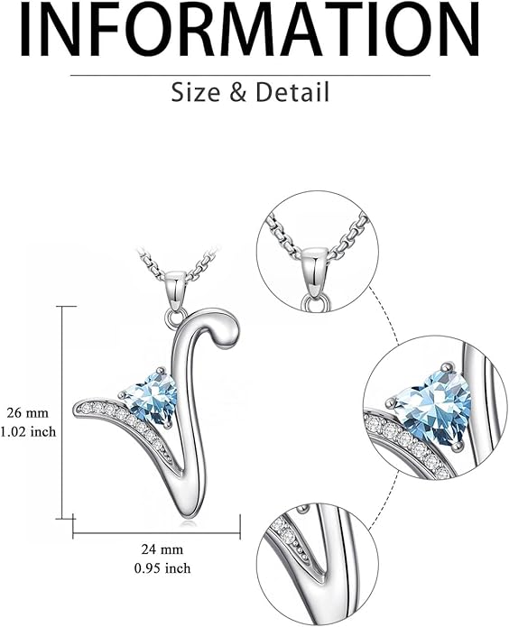 Christmas Gifts for Women Alphabet A to Z Initial Birthstone Pendant Necklaces for Women - 18k White Gold Plated Personalized Name Jewelry Valentine Mothers Day Birthday Gifts for Women Her Girlfriend