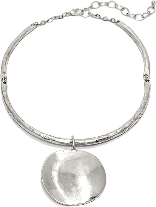 Pendant Necklaces for Women, Sculptural Circle Necklace with Pendant, Link Collar Design, Fashion Jewelry Statement Piece