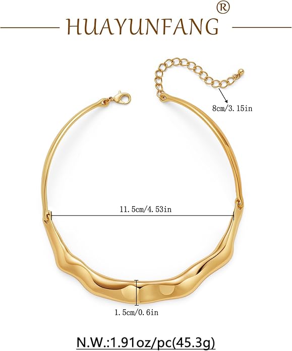 Chunky Gold Choker Collar Necklace for women Trendy Adjustable Gold Choker Necklace Statement Jewelry