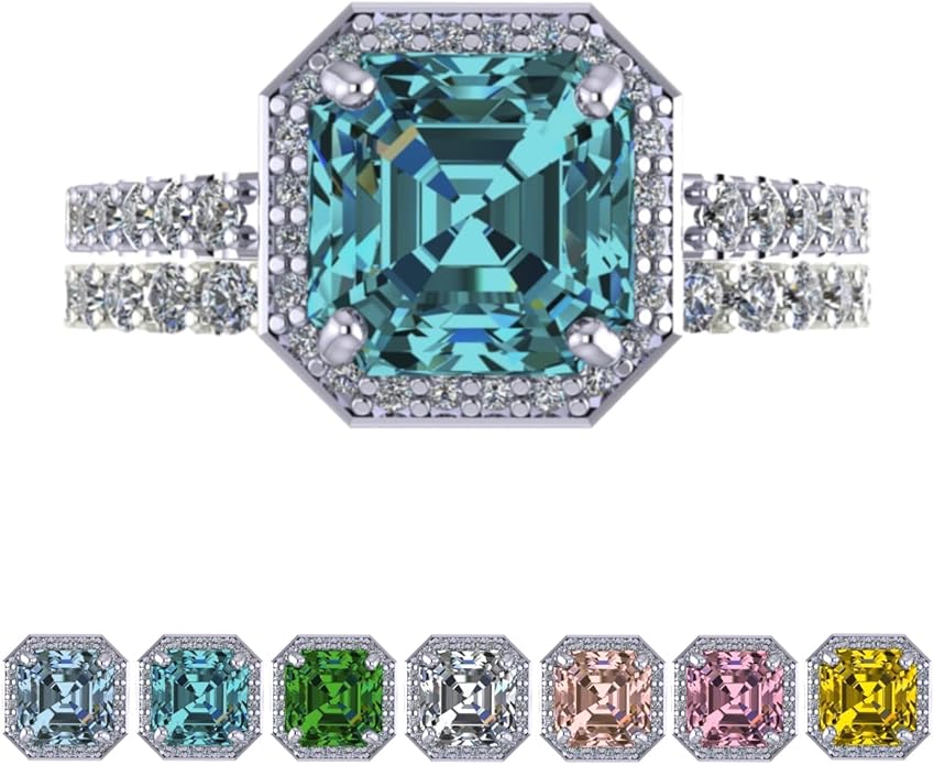 NANA Jewels Sterling Silver Engagement Rings for Women - Choose Simulated Morganite, Citrine, Aquamarine & More