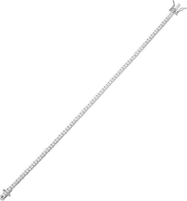 Amazon Essentials Plated Sterling Silver Round Cut Cubic Zirconia Tennis Bracelet