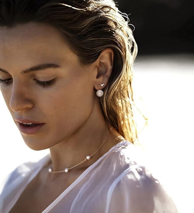 Handpicked White Pearl Earrings 18k Gold Plated Leverback Dangle Stud Pearl Earrings Jewelry for Women