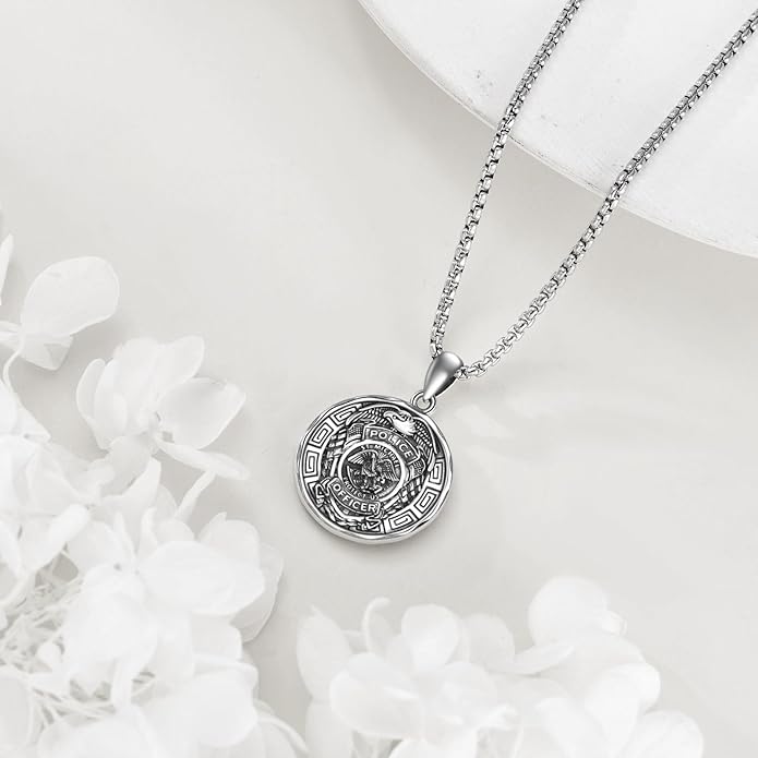 YFN Patron Saint Necklace Sterling Silver Amulet Medal Pendant Religious Protector Jewelry Gifts for Women Men