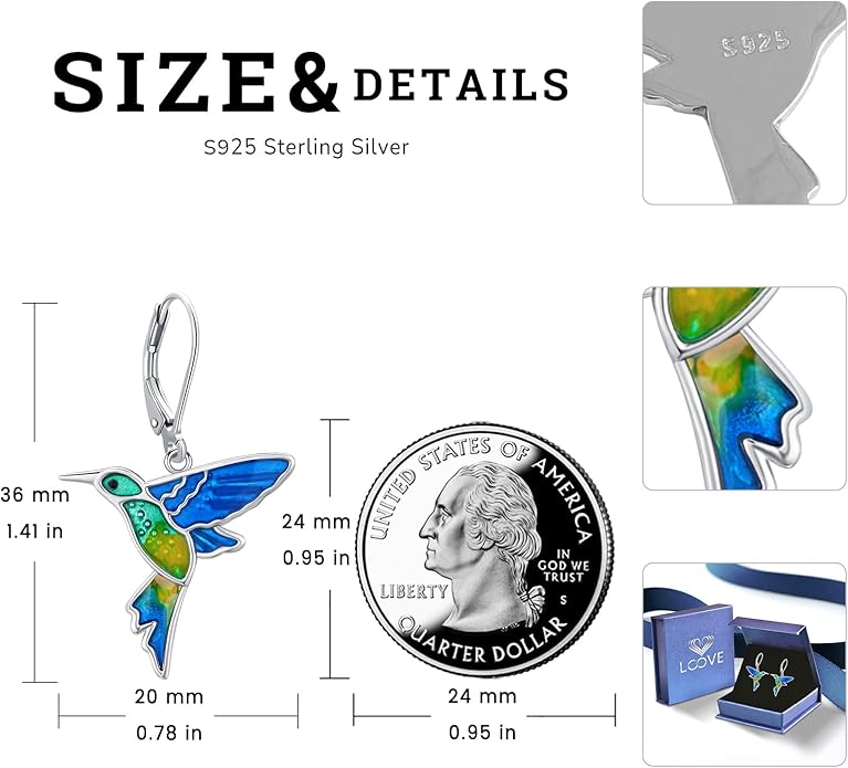 Black Cat/Turtle/Moonstone//Turquoise/Flower/Tree of Life Earrings Sterling Silver Cute Animal Leverback Dangle Earrings Jewelry Gifts