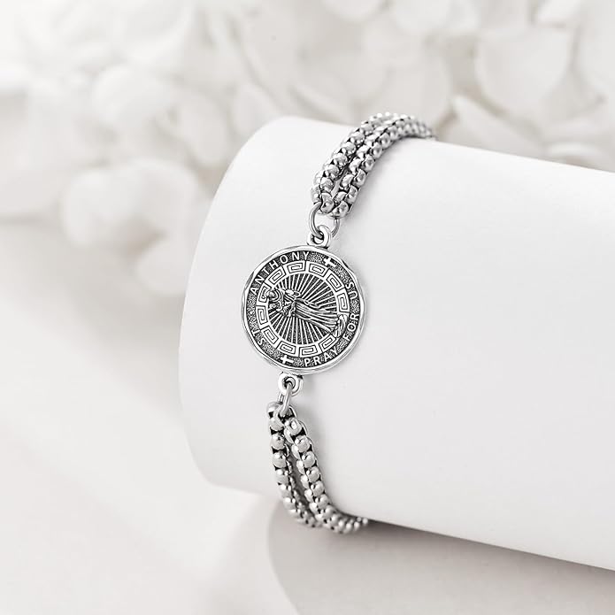 YFN Patron Saint Bracelet Sterling Silver Religious Protector Bracelet Jewelry Gift for Women Men