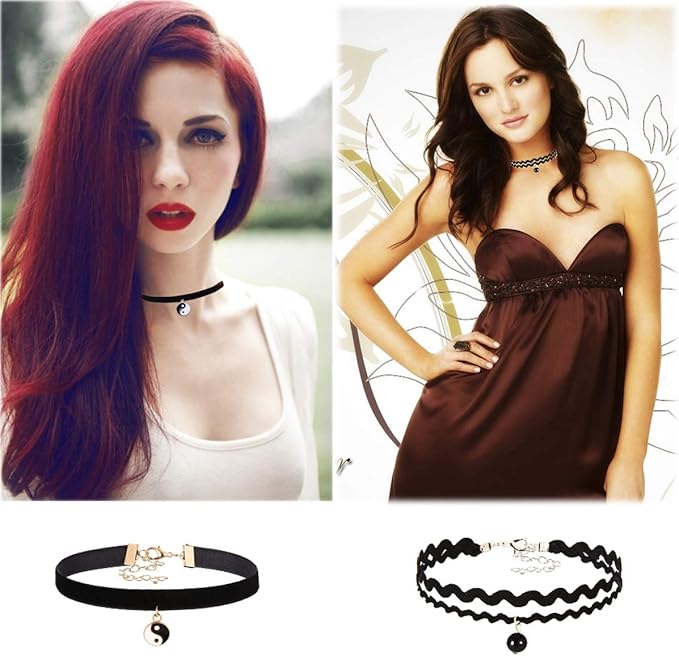 K&Q 52 PCS Choker Necklace, Classic Gothic Black Cute Lace Velvet Collar Choker Necklace Set