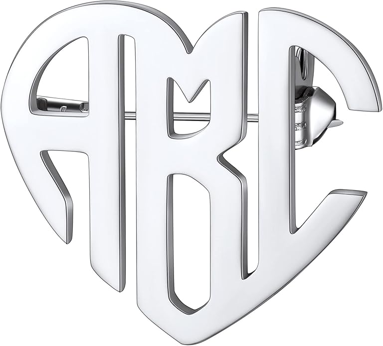 Custom4U Custom Name Pin Personalized Brooch Pins for Women Men Stainless Steel Name Tag with Letters/Initials - Silver/Gold/RoseGold/Black Customized Jewelry Gifts for Birthday Wedding Business Party