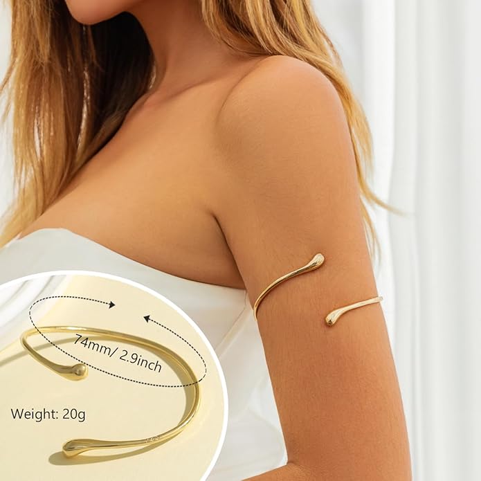 EIELO 9 Pcs Arm Cuff Bracelets for Women Upper Arm Bands Armband Armlet Cuff Bangle Adjustable Golden Arm Bracelet Set