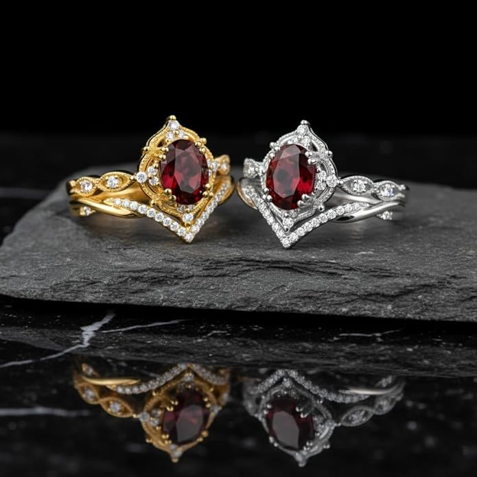 Oval Cut Vintage Gemstone Engagement Rings set for Women S925 Sterling Silver/10K/14K/18K Gold Birthstone Promise Anniversary Bridal Set Ring for her