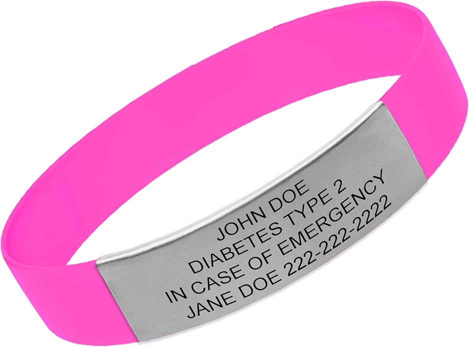 Personalized Medical Alert Bracelet for Men & Women – Custom Engraved Waterproof Silicone Wristband with Stainless Steel ID Plate – Medical ID Bracelet for Allergies, Conditions, ICE Info & Emergency Card