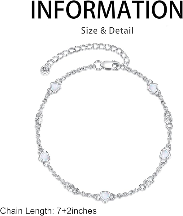 Anklet Bracelet for Women 925 Sterling Silver Natural Stone Chain Ankle Bracelet Beach Summer Fine Jewelry Birthday Christmas Gifts for Women Her Mom