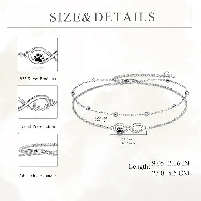 TIGER RIDER Dragonfly Anklet Sterling Silver Dragonfly Gifts Jewelry for Women with Crystal Birthday Anniversary