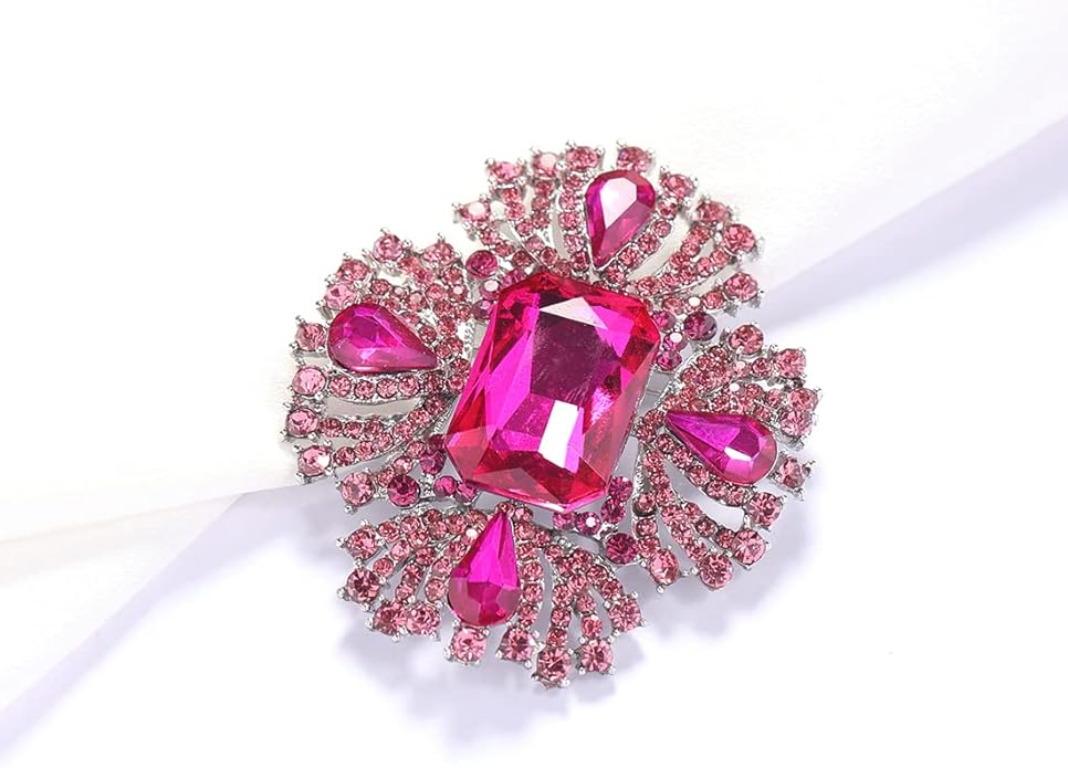 YOQUCOL Vintage Austrian Crystal Rhinestone Flowers Shaped Brooch Pin for Women Girls Lapel Pin for Sweater,Coat Dress Accessories