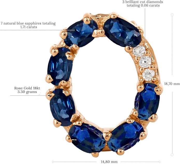 Albert Hern Blue Sapphire Initial Necklace With Diamonds & 18K Gold Chain | Irresistible Letter Pendants Jewelry | Perfect Valentine’s Day, Anniversary & Birthday Gift