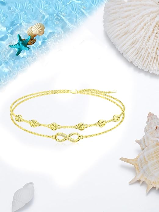 Dorunmo Anklet Bracelets For Women 925 Sterling Silver Birthstone/Infinity/Butterfly/Evil Eye/Turtle/Pineapple/Starfish/Heart Anklets Bracelets Jewelry Gifts for Women