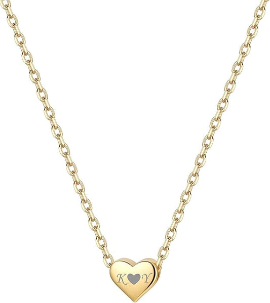 ChicSilver Personalized 925 Sterling Silver Dainty Small Heart/Star/Moon/Dot/Triangle Pendant Necklace for Women, Silver/Gold/Rose Gold/Black (with Gift Box)
