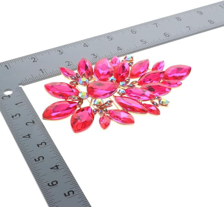 Extra Large Crystal Flower Brooch