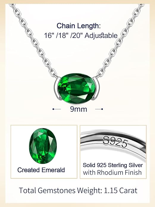 CYW Moissanite/Ruby/Sapphire/Emerald Dainty Pendant Necklace for Women, Novelty Design, Really Authentic Solid 925 Sterling Silver, 16"/18"/20" Adjustable, Birthday Anniversary Valentines Gift