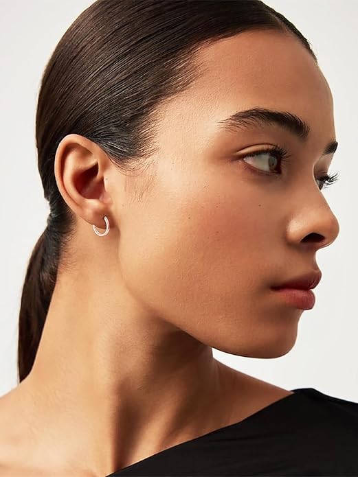 Silvora 925 Sterling Silver Small Hoop Earrings for Women Huggie Earrings Hypoallergenic Cartilage Earrings Tiny Hoops 6mm/8mm/10mm/12mm/14mm/16mm/18mm/20mm