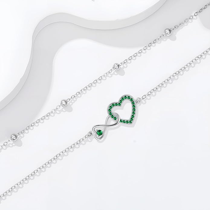 Anklet for Women 925 Sterling Silver Double Infinity Ankle Bracelet Waterproof Summer Jewelry Anniversary Birthday Gifts for Her