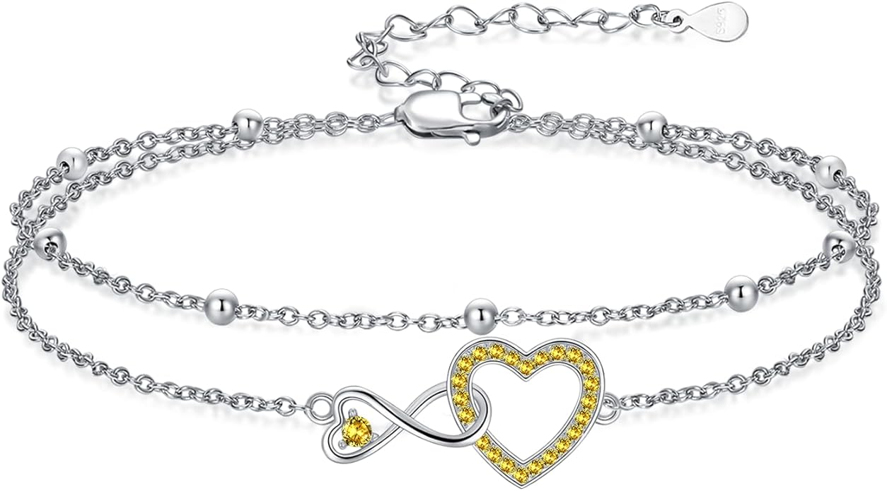 Anklet for Women 925 Sterling Silver Double Infinity Ankle Bracelet Waterproof Summer Jewelry Anniversary Birthday Gifts for Her