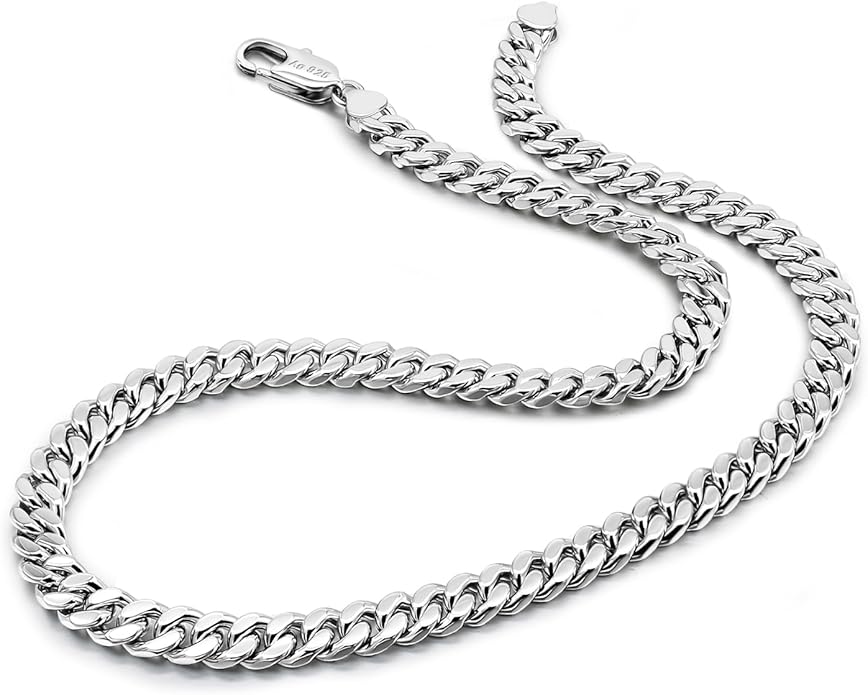 Dankadi Fashion 925 Sterling Silver Solid Miami Cuban Link Chain Necklace 8MM & 12MM- Curb Cuban Thick Big Link Choker For Men 20 "22" 24 "26" 28" Fine Jewelry