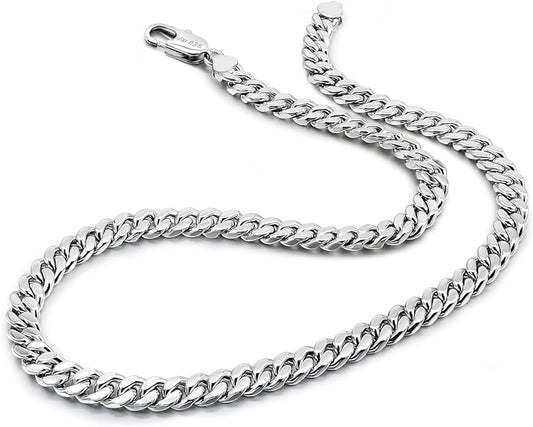 Dankadi Fashion 925 Sterling Silver Solid Miami Cuban Link Chain Necklace 8MM & 12MM- Curb Cuban Thick Big Link Choker For Men 20 "22" 24 "26" 28" Fine Jewelry