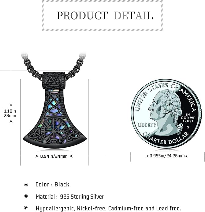KoyeKei Viking Necklace for Men 925 Sterling Silver Viking Norse Pagan Jewelry Gifts for Women