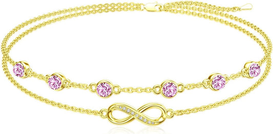 Dorunmo Anklet Bracelets For Women 925 Sterling Silver Birthstone/Infinity/Butterfly/Evil Eye/Turtle/Pineapple/Starfish/Heart Anklets Bracelets Jewelry Gifts for Women
