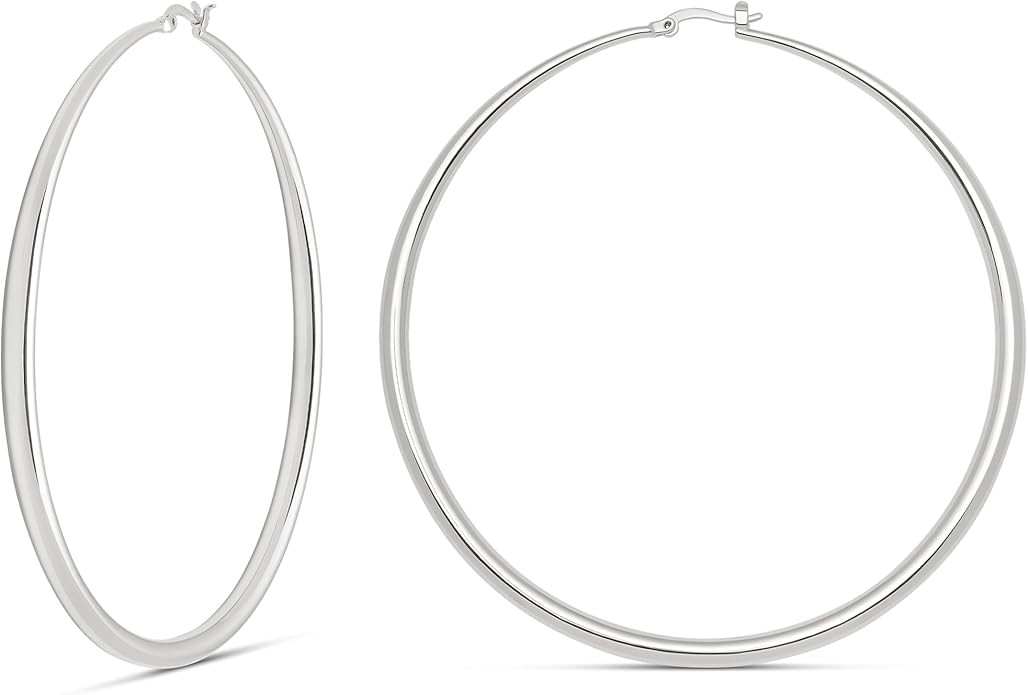 MILLA 14K Gold Hoop Earrings For Women, Silver Hoop Earrings & Rose Gold Earrings with Graduated Curvature