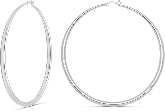 MILLA 14K Gold Hoop Earrings For Women, Silver Hoop Earrings & Rose Gold Earrings with Graduated Curvature