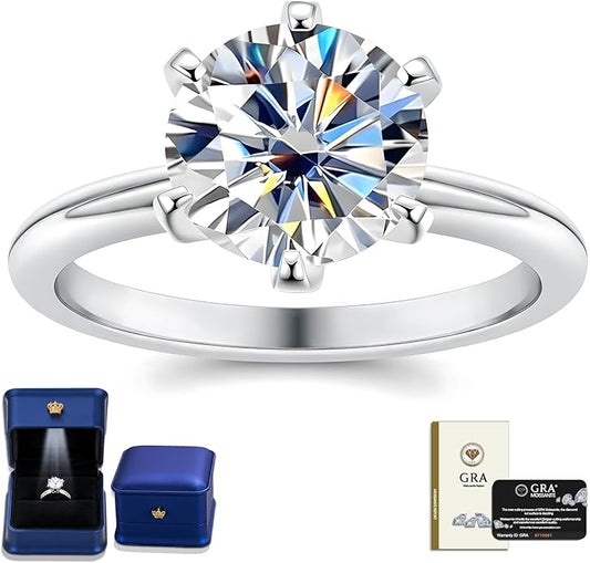 Moissanite Wedding Band Wedding Rings for Women D Color VVS1 Clarity, 925 Sterling Silver with 18K White Gold Plated Engagement Ring Anniversary Band Ideal Gift for Women Size 5~10