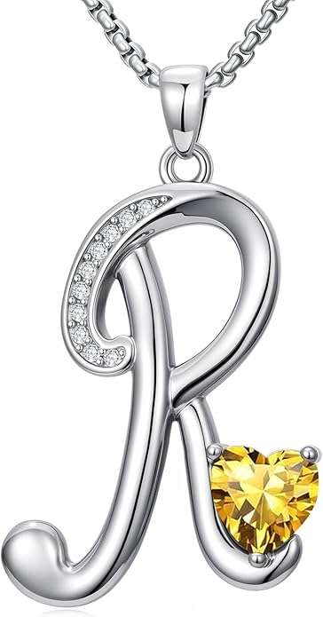 Christmas Gifts for Women Alphabet A to Z Initial Birthstone Pendant Necklaces for Women - 18k White Gold Plated Personalized Name Jewelry Valentine Mothers Day Birthday Gifts for Women Her Girlfriend