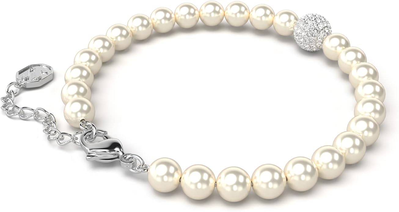 Swarovski Remix Strand Bracelet, Crystal Pearls and Pavé-Set Sphere in a Rhodium Finished Setting, Part of the Remix Collection