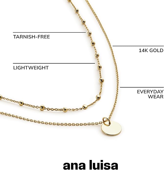 Ana Luisa Layered Necklaces for Women - Chic 14K Gold Plated Chains with Two Separate Necklaces for a Layered Look - Trendy Charm Necklace - Hypoallergenic & Tarnish-Free, Dainty Gold Chain Necklace