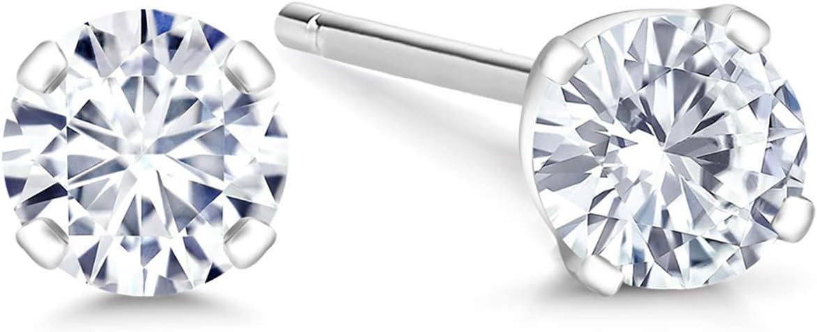 Gem Stone King 0.20 to 6 Cttw 14K Gold Lab Grown Diamond Stud Earrings | Gold Earrings For Women Men | E-F Color | VS1-VS2 Clarity