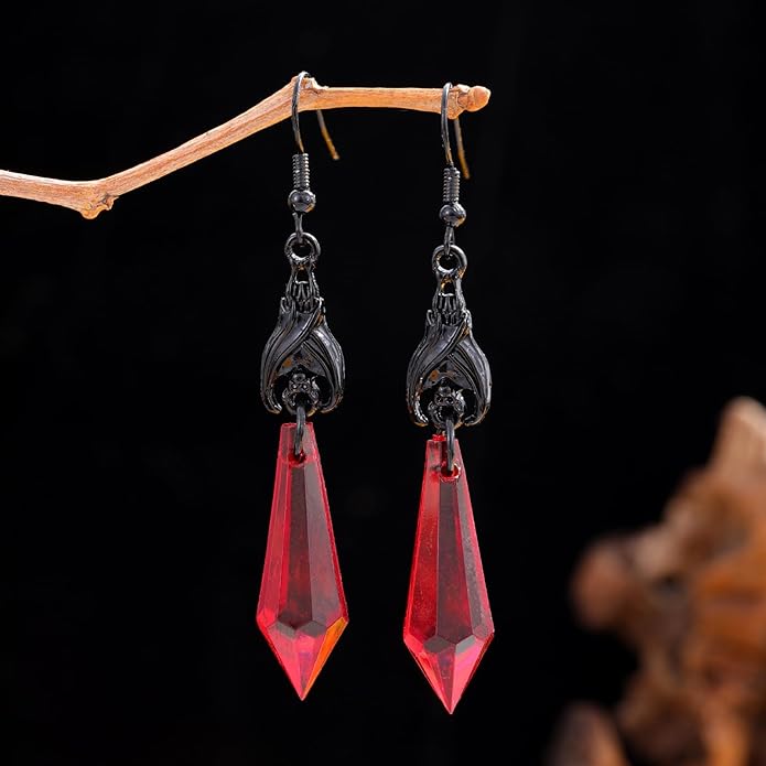 Halloween BOO Ghost Skull Earrings for Women, Gothic Dark Bat Dangle Earrings,Retro Acrylic Cute Lightweight Drop Dangle Earring Jewelry Gifts, Holiday Festive Cosplay Party Decorations Accessories
