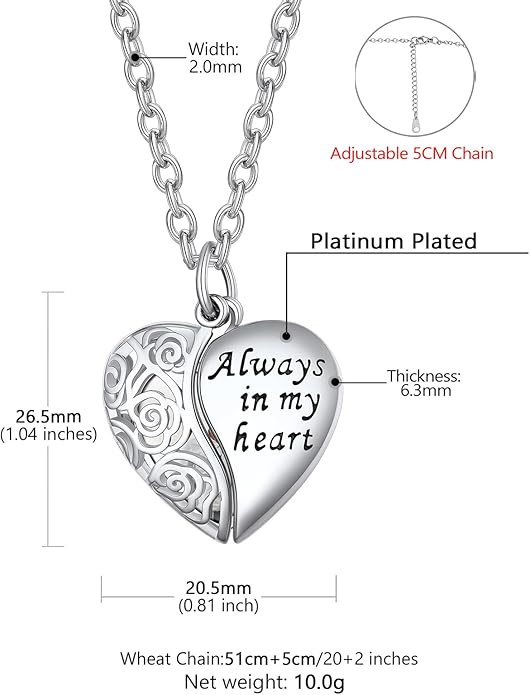Supcare Locket Necklace That Holds Pictures-Engraved Photo Pendant Custom Jewellery Gifts for Men Women (with Jewellery Gift Box)