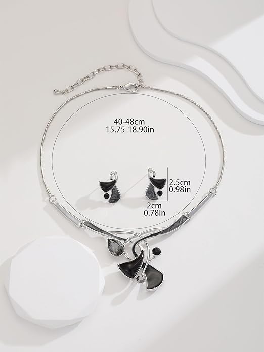 Chunky Statement Jewelry Set Vintage Retro Leaf Flower Floral Geometric Bohemian Boho Bib Necklace Earring Set Fashion Costume Jewelry for Women Girls Wedding Party Prom Unique Gift