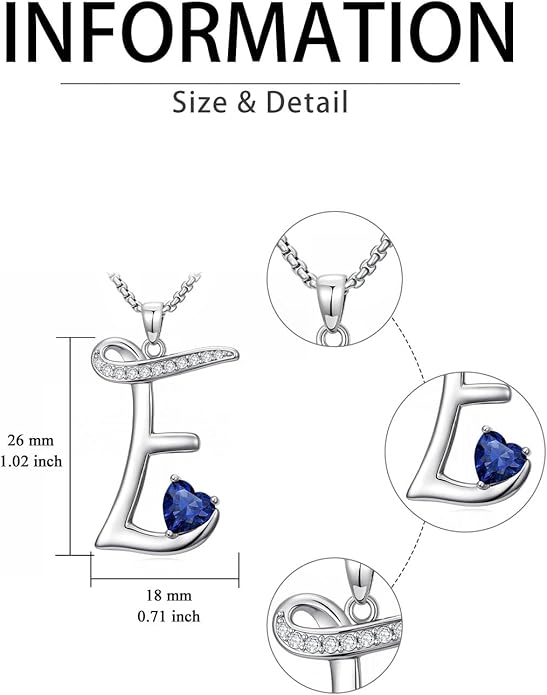 Christmas Gifts for Women Alphabet A to Z Initial Birthstone Pendant Necklaces for Women - 18k White Gold Plated Personalized Name Jewelry Valentine Mothers Day Birthday Gifts for Women Her Girlfriend