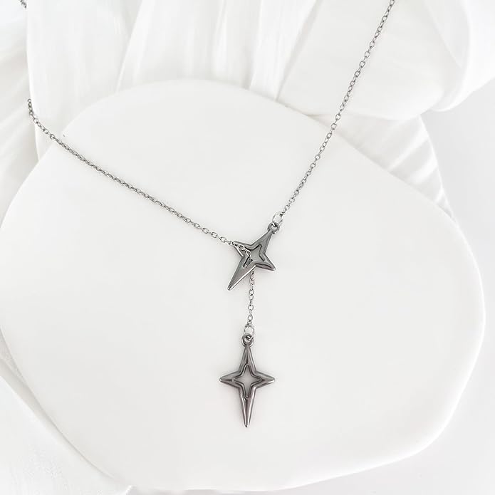 Irregular Y2k Long Y-shaped Necklace with Zircon Inlaid Sparkling Brick Tassel Pendant Double-Layer Chain High-end Fashion Accessory Women's