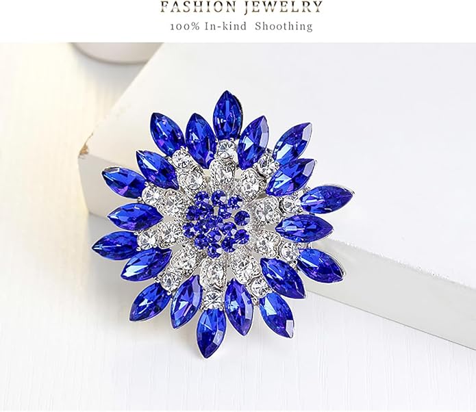 Rhinestone Flower Brooch for Women Sparkling Crystal Sunflower Brooch Pin Trendy Large Big Flower Brooch Elegant Clothing Hat Bag Accessories Christmas Birthday Party Wedding Costume Jewelry