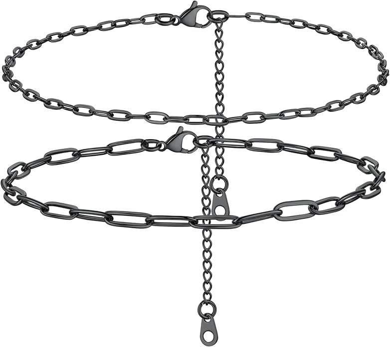 PROSTEEL Stainless Steel Chain Anklets for Women, Silver/Gold Tone, Ankle Bracelets Hypoallergenic, 8-10.5 Inch Adjustable, Come with Box