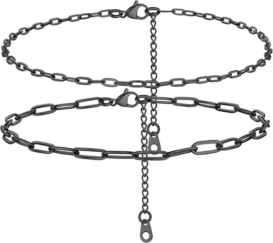 PROSTEEL Stainless Steel Chain Anklets for Women, Silver/Gold Tone, Ankle Bracelets Hypoallergenic, 8-10.5 Inch Adjustable, Come with Box