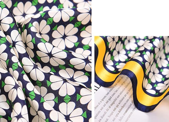ANDANTINO 100% Mulberry Silk Scarf -21” Lightweight Square Neckerchief – Breathable Digital Printed Scarves with Gift Packed