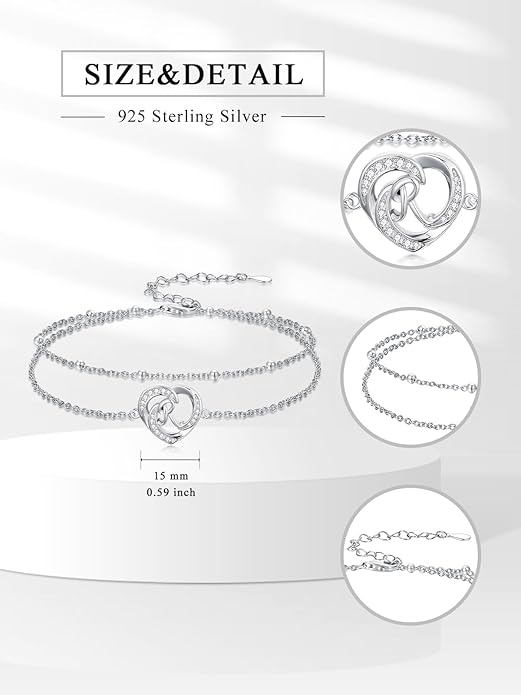 Dorunmo Initial Anklet 925 Sterling Silver Letter A-Z Layered Heart Anklet Beach Jewelry Birthday Gifts for Women