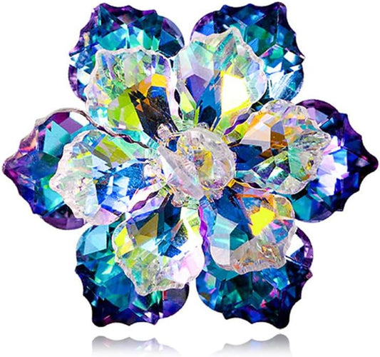 Rhinestone Sunflower Brooch Pin for Women Red Black Purple Large Flower Broochs Snowflake Brooch Marquise Wreath Brooches Jewelry